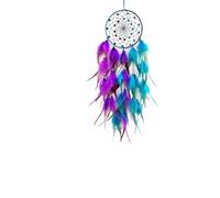 Handcrafted Feather Wall Decor， Dream Catcher Pack of 2 Multicolor(Purple Green)