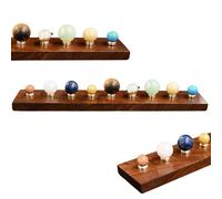 Handcrafted Gemstone Solar System Planetarium on Solid Wooden Base Decorative Astronomy Desk Model, Space Science Home & Office Decor Gift