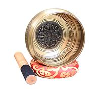 Handcrafted Gift with Mallet Heart Peace Relaxation Meditation Yoga Tibetan Singing Bowl Set Alloy (Size : 12.5CM)