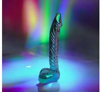 Handcrafted Glass Pleasure Wand, Beautiful Rainbow Design, LoveToy 8 inch