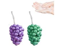 Handcrafted Grape Bunch Soap - Grape Soap On A Rope, Cold Process Bath Soaps,Handmade with Fresh Vine Grapes Essence - Perfect for Skin Hydration (purple+green 2pcs)