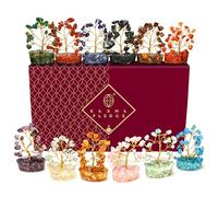 Handcrafted Healing Crystals Tree, Bonsai Tree for Positive Energy, Feng Shui Tree of Life, Home Decor/Office Decor, Spiritual Gift by Karma Pledge (Set of 12 Trees orgone Base)