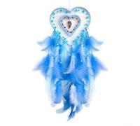 Handcrafted Heart for dream Catcher with Feathers - Boho Bedroom Decor for Sweet Dreams - Wall Hanging Ornament for Wedding Party - 58cm Length Light Red(Blue)