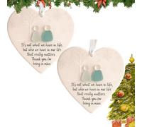 Handcrafted Heart-Shaped Sea Glass Pendant Set, Ocean-Inspired Friendship Decor, Inspirational Quote Keepsakes, Unique Gift for Best Friends (2pcs)