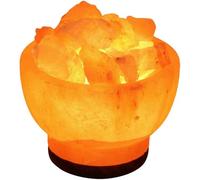 Handcrafted Himalayan Salt Lamp Fire USB Bowl with Salt Rock Lamp Crystals & Wood Base - Rock Salt Lamp Includes Light Bulb | Quality Pink Himalayan Salt Lamps from Pakistan