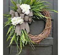 Handcrafted Hydrangea Wreath The Perfect All-Season Front Door Decor Artificial Hydrangea Flowers Wall Hanging Decor for Home Living Room Mantel Wedding (C,Upgraded version)