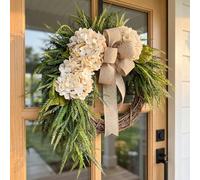 Handcrafted Hydrangea Wreath The Perfect All-Season Front Door Decor Artificial Hydrangea Flowers Wall Hanging Decor for Home Living Room Mantel Wedding (A,Basic Simplified Version)