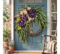 Handcrafted Hydrangea Wreath The Perfect All-Season Front Door Decor Artificial Hydrangea Flowers Wall Hanging Decor for Home Living Room Mantel Wedding (E,Upgraded version)