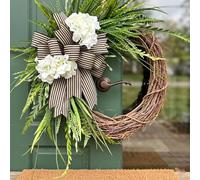 Handcrafted Hydrangea Wreath The Perfect All-Season Front Door Decor Artificial Hydrangea Flowers Wall Hanging Decor for Home Living Room Mantel Wedding (C,Upgraded version)