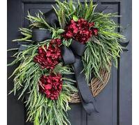 Handcrafted Hydrangea Wreath The Perfect All-Season Front Door Decor Artificial Hydrangea Flowers Wall Hanging Decor for Home Living Room Mantel Wedding (G,Upgraded version)