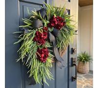 Handcrafted Hydrangea Wreath The Perfect All-Season Front Door Decor Artificial Hydrangea Flowers Wall Hanging Decor for Home Living Room Mantel Wedding (G,Basic Simplified Version)