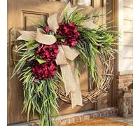 Handcrafted Hydrangea Wreath The Perfect All-Season Front Door Decor Artificial Hydrangea Flowers Wall Hanging Decor for Home Living Room Mantel Wedding (F,Upgraded version)