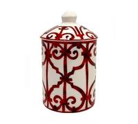 Handcrafted Italian Candle Holder - Modern Art Vase with Female Face Design, Aromatherapy Jar, Elegant Tabletop Décor Centerpiece for Home or Office. (Red Cage)