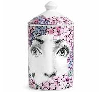 AlphaDesignLuxe Decorative Candle Holder Handcrafted Aromatherapy Candle Jar Italian Designer Décor Fashionable Tabletop Vase Modern Art Female Face Eyes Lips Centerpiece. (Floral Red)
