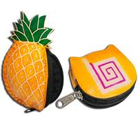 Handcrafted Leather Coin Pouch Mini Purse Wallet Bag with Zipper Multipurpose Christmas Gift for Women Girls, Pineapple & Yellow Spiral Sign, Purse / Mini Bag