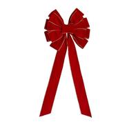 Handcrafted Loop Christmas Ribbon Soft Fabric Red Bowknot for Festivsal Home Office Window Door Decoration Supplies Christmas Party Decoration Flocking Bowknot