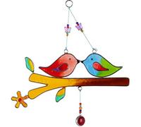 Handcrafted Lovebirds on a Stick Suncatcher Stained Glass Effect