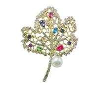 Handcrafted Maple Brooch Antique-Inspired Alloy with Glittering Crystals Versatile Her Formal & Everyday Occasions Nature Inspired Brooch
