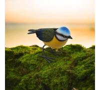 Handcrafted Metal Bird Ornaments - Weather-Resistant Decorative Sculptures for Garden, Patio & Indoor Décor - Kingfisher & Blue Tit Designs - Durable Outdoor Wildlife Statues (Small Metal Blue Tit)