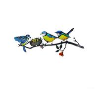 Handcrafted Metal Bird Wall Art, Rustic Iron Hummingbird Silhouette for Outdoor Garden Decor, Sturdy Lightweight Branch Design, Easy Hang Plaque Sign(A)