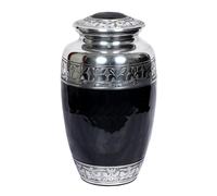 Handcrafted Metal Cremation Urn Decorative Memorial Urns for Funeral Adult Ashes Designed Urn Box For Adults Male Female Human Ashes Holder Box (Pearl Black, 6.5''W, X 6.5''L, X 10.5''H, = Inches)
