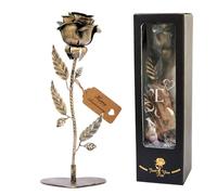 Handcrafted Metal Rose Copper Gift for Her Him 7th Wedding Anniversary Couples Gifts for Wife Husband 7 Year Anniversary Everlasting Rose Gift for Women Men 22nd 22 Year Eternal Flower Stained Artwork