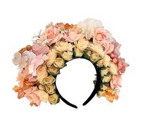 Handcrafted Mexican Rose Floral Headband - Elegant Bridal Wedding Party Costume Hair Wreath for Women, Perfect Photo Props Accessories