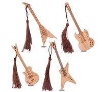 Handcrafted Natural Bamboo Bookmarks with Tassels - Unique Vintage Guitar Style - Set of 4