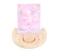 Handcrafted Natural Crystal Crescent Moon Tarot Card Stand - Unique Holder for Spiritual Readings, Healing Crystals Display - Decorative Lunar Design, Bohemian Home Décor Accent - Gift Box Included