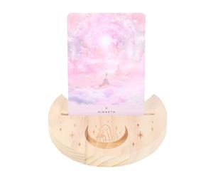 Handcrafted Natural Crystal Crescent Moon Tarot Card Stand - Unique Holder for Spiritual Readings, Healing Crystals Display - Decorative Lunar Design, Bohemian Home Décor Accent - Gift Box Included