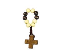 Handcrafted Natural Wood Bead Finger Rosary Chain Featuring Crucifix Symbol for Present Individual Use Catholic Prayer Beads