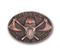 Handcrafted Nordic Runic Viking Warrior & Axe Matt Pewter Kilt Belt Buckle