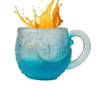 Handcrafted Oceans Glass Wave Mugs, Sea Glass Wave Mug, Uniques Textured Beach Theme Mugs for Cafe Bar Whiskey Juice Soda Beer Wine Liquor