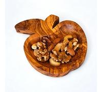 Handcrafted Olive Wood Apple-Shaped Snack Bowl - Food-Safe Rustic Dish for Nuts, Fruits, Candy, and Appetizers - Unique Natural Grain Finish for Kitchen & Dining Décor - Durable Gift Idea