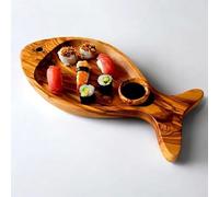 Handcrafted Olive Wood Fish-Shaped Serving Platter | Unique Decorative Cutting Board for Kitchen and Dining | Eco-Friendly and Durable Wooden Tray for Serving Snacks, Cheese, and Sushi (35 cm)