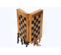Handcrafted Olive Wood Foldable Chess & Backgammon Set - 40x40cm