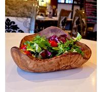 Handcrafted Olive Wood Fruit Bowl - Large Decorative Rustic Serving Tray for Fruits, Snacks, and Salads - Unique Natural Grain Design | Durable - Perfect for Kitchen or Dining Table (35-40 cm)