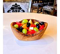 Handcrafted Olive Wood Fruit Bowl - Large Rustic Serving Bowl for Fruits, Salads, and Decorative Displays (25-30 cm)