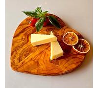 Handcrafted Olive Wood Heart-Shaped Cutting Board | Unique Serving Platter | Natural Wood Grain | Perfect for Weddings Anniversaries Home Decor | Approx. 20 cm x 18 cm