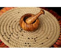 Handcrafted Olive Wood Mortar and Pestle Set | Rustic Kitchen Grinder for Herbs, Spices, and Pesto | Naturally Finished Wooden Mortar with Unique Grain Patterns (Natural wood, 10 cm)