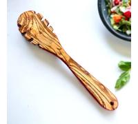 Handcrafted Olive Wood Pasta Server - Natural Wooden Spaghetti Spoon for Cooking & Serving - Eco-Friendly, Durable, Non-Stick Kitchen Utensil - Rustic Mediterranean Kitchen Tool