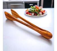 Handcrafted Olive Wood Salad Pasta Tongs | Kitchen Utensil | 2 Different Size | Food Safe Durable Rustic Farmhouse Cooking Utensil Kitchen Tool (27cm)