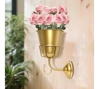Handcrafted Opal Wall Vessel,Vintage Wall Vase for Brass Flowers,Multi-Function Hanging Organizer with Hook
