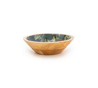Handcrafted Orange Blossom Mango Wooden Bowl Green 24Cm