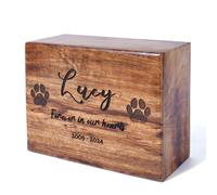 Handcrafted Paw Print Wooden Cremation Urn for Human & Pet Ashes, Memorial Funeral Personalized Burial Urn Box for Dogs, Cats & Adults, Male & Female, Custom Sizes Small to XL (40-250 lbs Capacity)