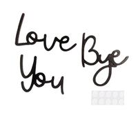 Handcrafted Ply Wood Love You Bye Above Door Sign, Love Letters for Home Decoration Modern Black Letter Sign Elegant Wall Decor Sticker for Hallway with Double Sided Strong Tape