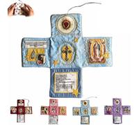 Handcrafted Pocket Devotional - Faith Edition,CatholicTravel Prayer Kit with Cross,Compact Prayer Companion with Daily Scripture,Hand Sewn CatholicPocket Shrine,Portable Spirit Companion (Blue)