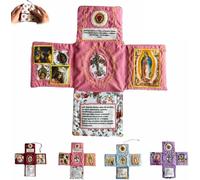 Handcrafted Pocket Devotional - Faith Edition,CatholicTravel Prayer Kit with Cross,Compact Prayer Companion with Daily Scripture,Hand Sewn CatholicPocket Shrine,Portable Spirit Companion (Pink)