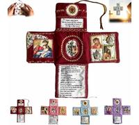 Handcrafted Pocket Devotional - Faith Edition,CatholicTravel Prayer Kit with Cross,Compact Prayer Companion with Daily Scripture,Hand Sewn CatholicPocket Shrine,Portable Spirit Companion (Red)