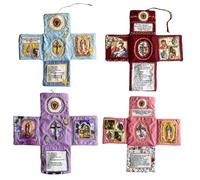 Handcrafted Pocket Devotional - Faith Edition, Handmade Embroidered Pocket Prayer Book, Christian Folding Shrine Quilt, Daily Devotional Books, Catholic Travel Kit with Cross, Saint Images(4pcs)